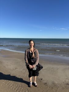 Woman standing in front of the Mediterranean Sea