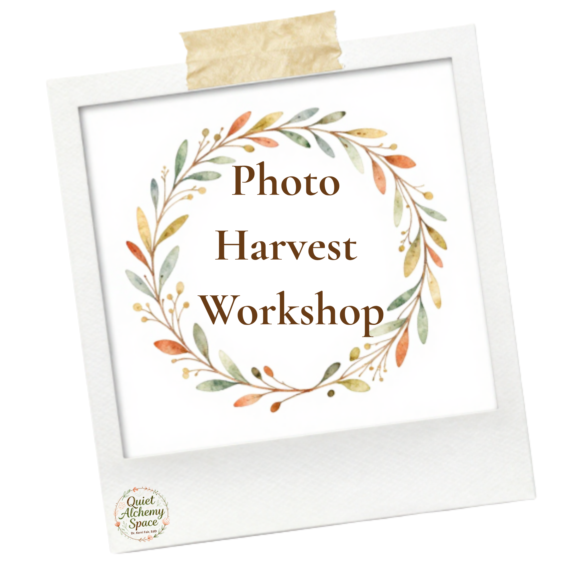 Photo Harvest Workshop title inside of poloroid picture structure. 